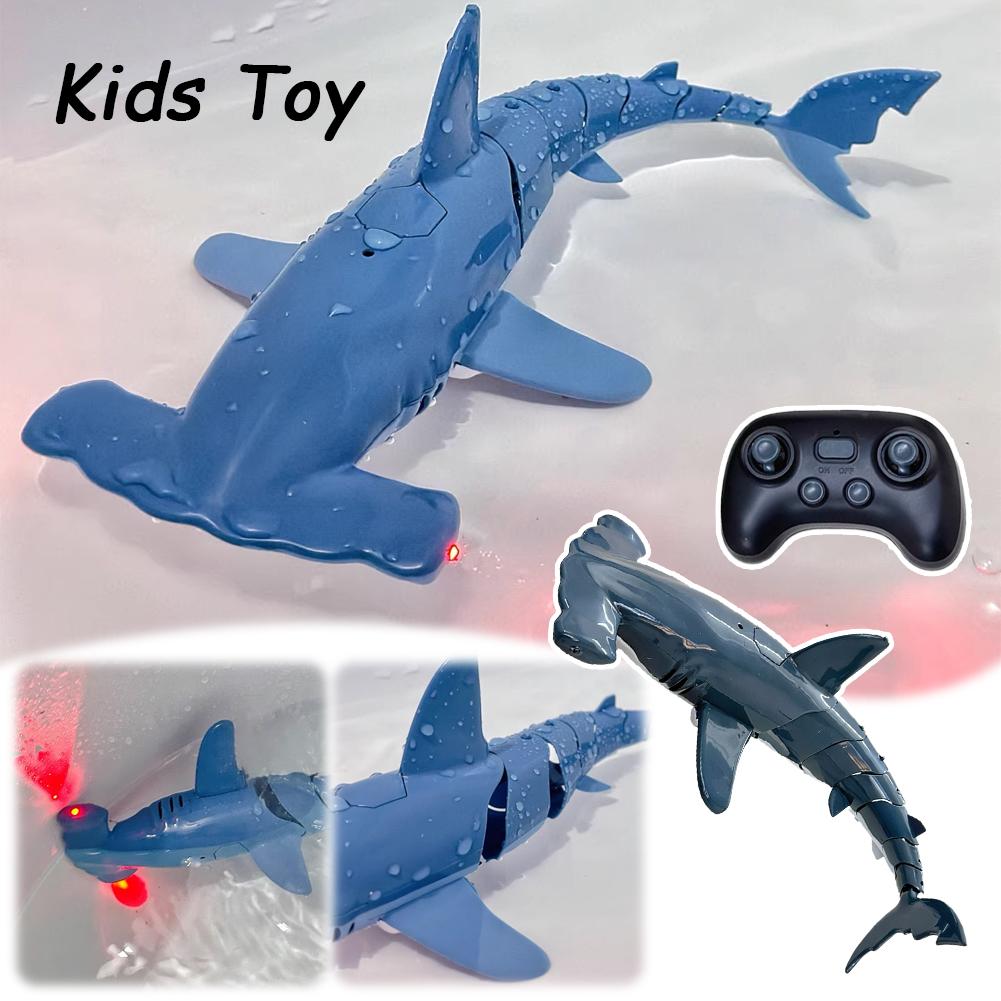 Rc Submarine Water - 新しいリモコン操作のハンマーヘッドシャークおもちゃ、水中RCシャークボートモデル、子供向けダイビング機能付き、お風呂やプールで遊べる水遊びおもちゃ