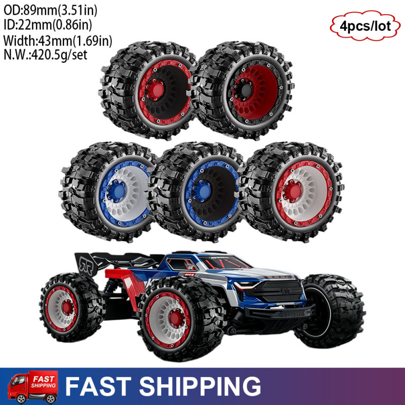 Rc Truck Monster - 4PC RCモンスタートラック用ハイグリップビッグタイヤホイール 1/14 1/16 トラクサス サミット