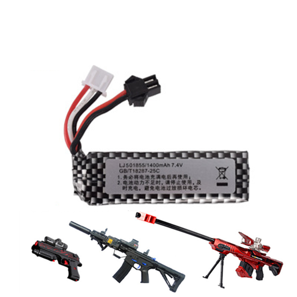 Rc Hobby Parts - 7.4v 1400mah 25C 501855リポ電動水鉄砲部品rcおもちゃリチウムポリマーSM-2Pバッテリー