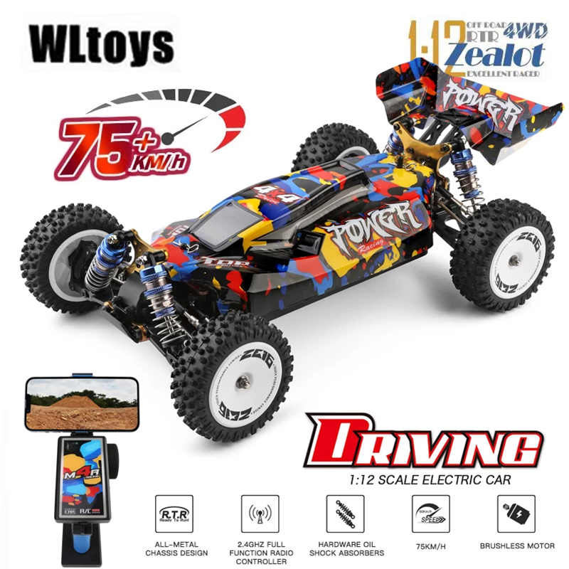 Rc Hobby Pro - Wltoys-子供と大人のための電気レーシングカーのおもちゃ、124017、124007、75km、h、rtr、2.4g、ブラシレス、4wd、高速、オフロードドリフト