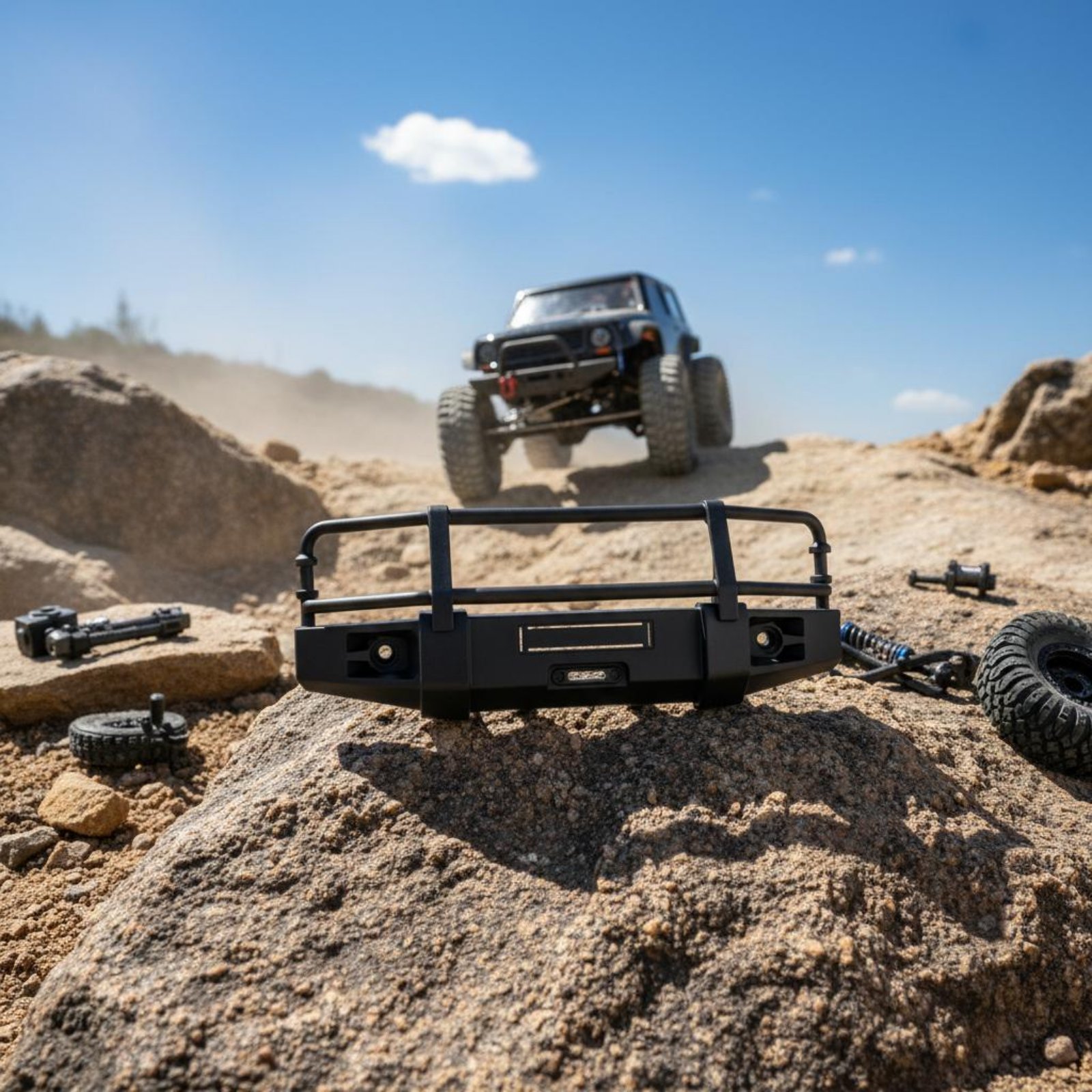 Shock Absorber Rc - RC クローラーフロントバンパーモデルカーアップグレードクローラーバンパーホビービークルパーツ衝撃保護トレイルロード用に簡単に取り付け可能