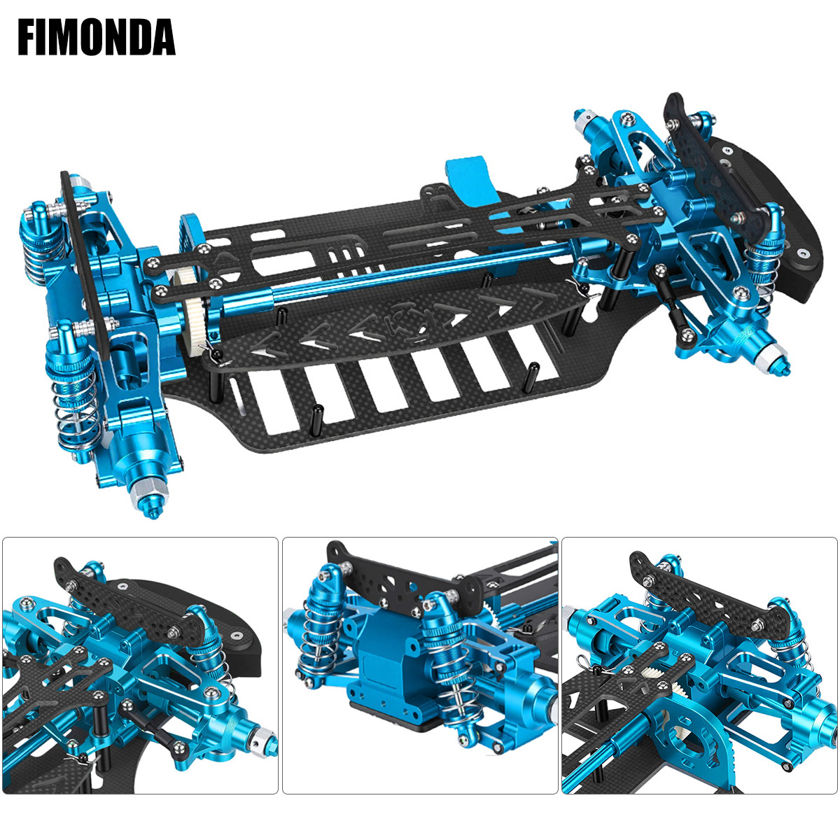 Shock Absorber Rc - アルミ＆カーボンファイバーフレームシャーシキット、ショックアブソーバー、ベルトドライブ付き、1/10 RCカー タミヤ TT01 TT-01 DIYアップグレードパーツ用