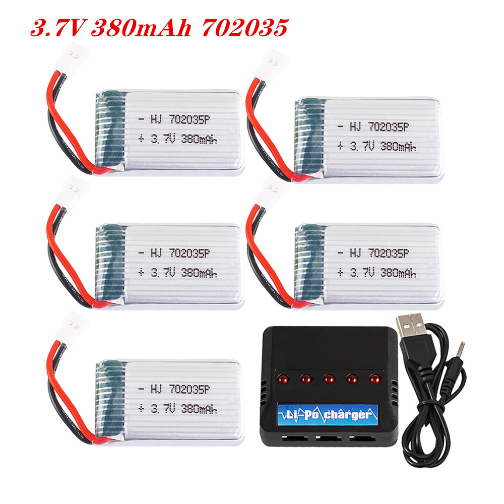 Rc Hobby Parts - 3.7V 380mAh 702035 リポバッテリー充電式バッテリーと充電器 Hubsan X4