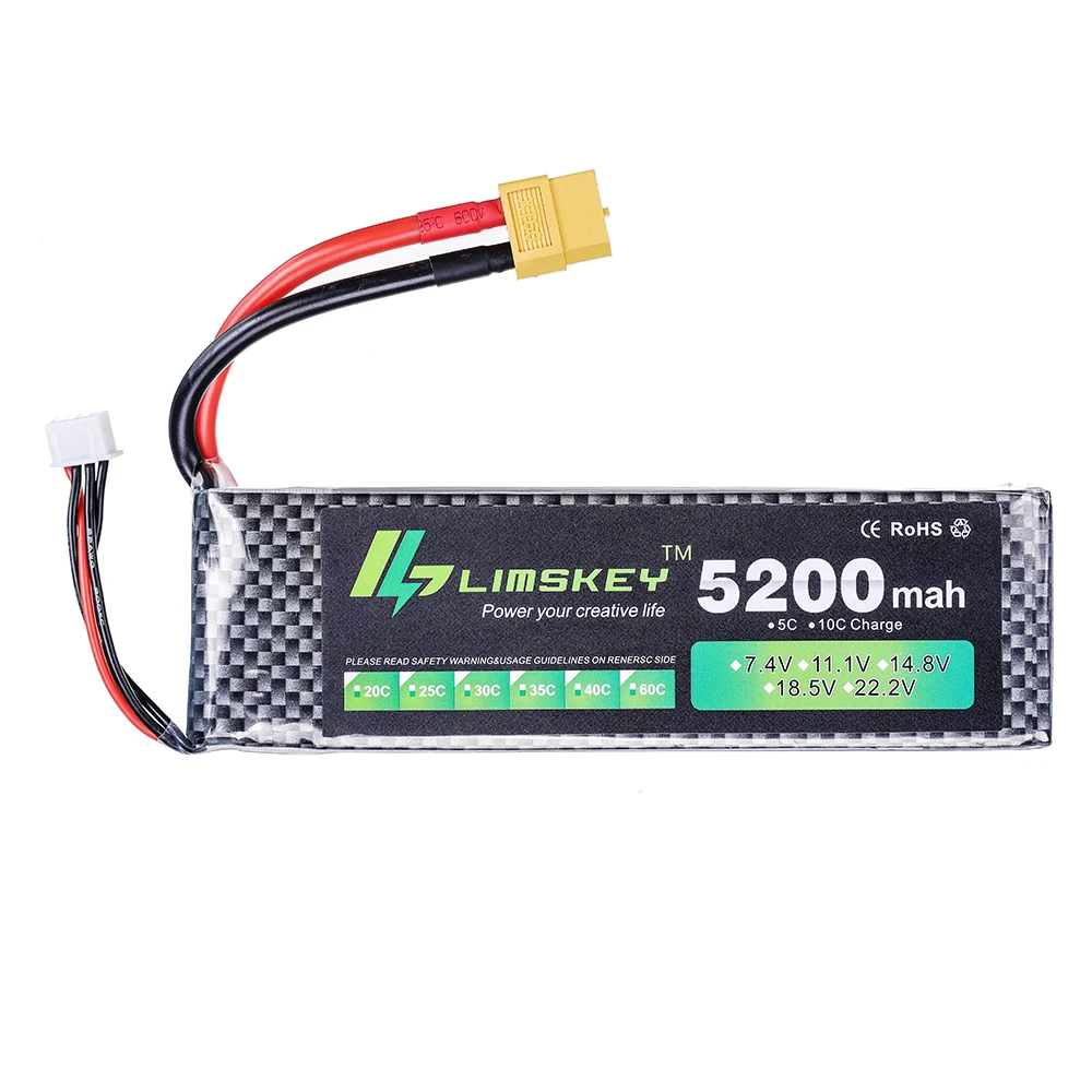 リムスキーパワーバッテリー 7.4V 5200mAh バッテ - Hobby Rc Quadcopters & Multirotors のレビューと価格