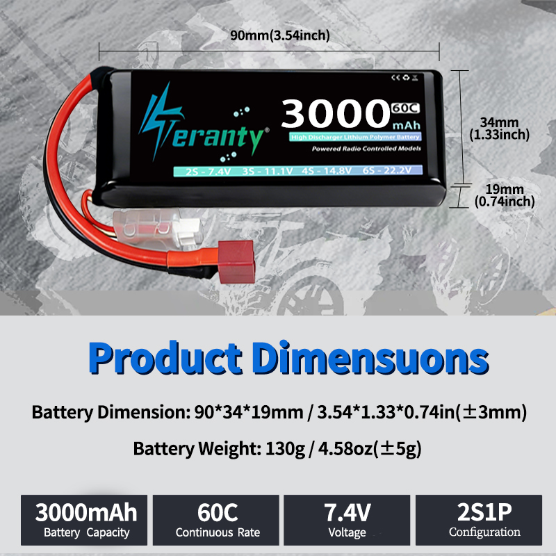 TERANTY 2S 3000mAhリポバッテリー 7.4V - Rc Hobby Models のレビューと価格