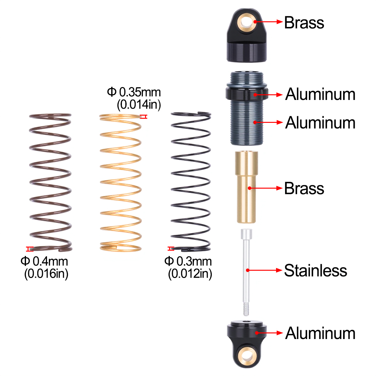 4 個のアルミショックアブソーバー 28.5mm 3 つのス - Shock Absorber Rc のレビューと価格