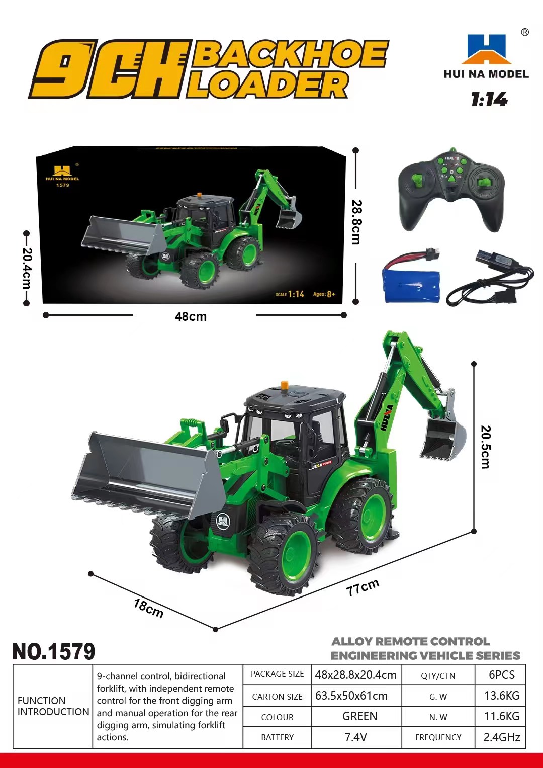 米国販売 HUINA 1/14 1579 ラジコンバックホー - Rc Hobby Models のレビューと価格